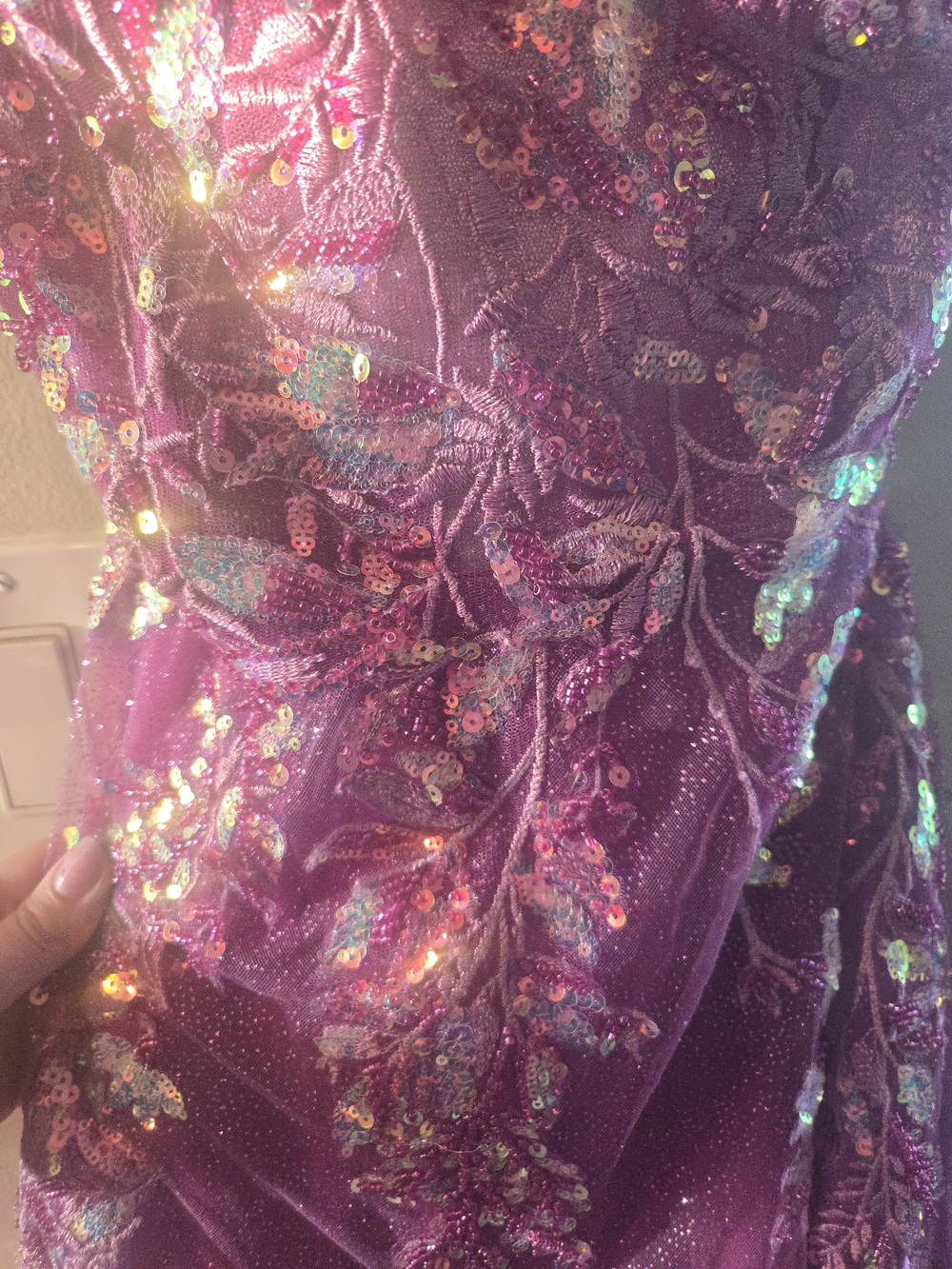 Elegant Fuchsia Sparkle Evening Dress